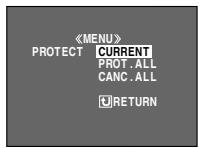 《MENU》 PROTECT CURRENT PROT.ALL CANC.ALL RETURN