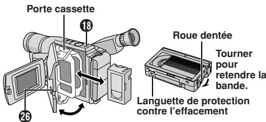 JVC GR-SXM30 - Mise en place et retrait d'une cassette - 1