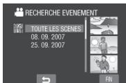 JVC GZ-MG460EF - Sélectionner la date d'enregistrement. Pour afficher tous les fichiers, sélectionner [TOUTE LES SCENES]. - 1