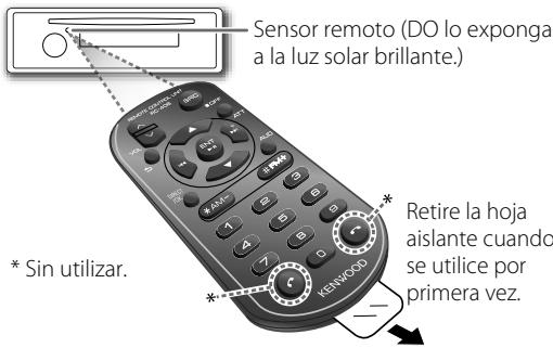 Sensor remoto (DO lo exponga a la luz solar brillante.) * Sin utilizar. * Retire la hoja aislante cuando se utilice por primera vez.