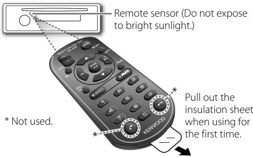 Remote sensor (Do not expose to bright sunlight.) * Not used. Pull out the insulation sheet when using for the first time.