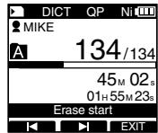 OLYMPUS DS'5500 - À la position où vous souhaitez finir la suppression partielle, appuyez sur la touche ERASE. - 3