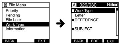 OLYMPUS DS'5500 - Modification des informations de type de travail - 1