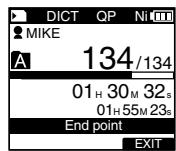 OLYMPUS DS'5500 - À la position où vous souhaitez finir la suppression partielle, appuyez sur la touche ERASE. - 6