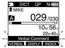 OLYMPUS DS'5500 - Lorsque l'enregistre est en mode d'enregistrement, appuyez sur la touche F1 (VERBAL) et maintenez-la enfoncée. - 1