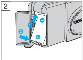 OLYMPUS STYLUS 150 - LOADING AND CHECKING THE BATTERY - 2