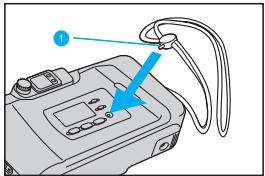 Diagram of a device with labeled component '1' and blue arrow indicating direction or flow