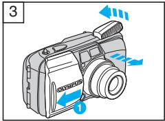 OLYMPUS Μ[MJU:]-III WIDE 100 - ISÆTNING OG KONTROL AF BATTERIET - 3