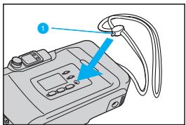 Diagram of a device with labeled component '1' and blue arrow indicating direction or flow