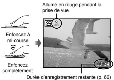 OLYMPUS Μ TOUGH-8000 - Enoncez le déclencheur à mi-course pour faire la mise au point sur le sujet, puis appuyez doucement jusqu'au fond pour lancer l'enregistrement. - 1