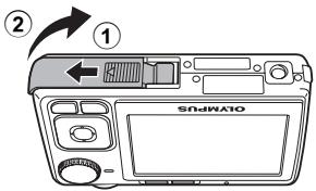 OLYMPUS X820 - Insérez la batterie et une xd-picture card (en option). - 1