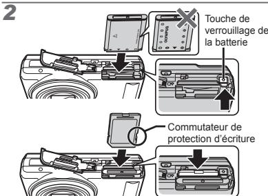 OLYMPUS VR-325 - Insertion de la batterie et de la carte mémoire sd/sdhc (vendue séparément) - 2