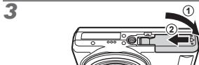 OLYMPUS VR-325 - Insertion de la batterie et de la carte mémoire sd/sdhc (vendue séparément) - 3