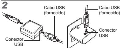 OLYMPUS VR-325 - Carregar a bateria com o adaptor USB-CA fornecido - 2