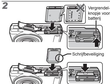 OLYMPUS VR-325 - De batterij en het SD/SDHC-geheugenkaartje (afzonderlijk verkocht)plaatsen - 2