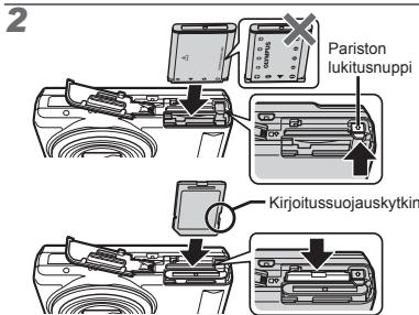 OLYMPUS VR-325 - Pariston ja SD/SDHC-muistikortin (myydään erikseen) asettaminen - 2
