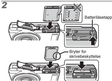 OLYMPUS VR-325 - Sette inn batteriet og SD/SDHC-minnekortet (selges separat) - 2