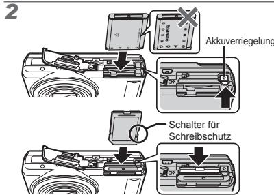 OLYMPUS VR-325 - Einsetzen des Akkus und der SD/SDHC-Speicherkarte (separat erhältlich) - 2