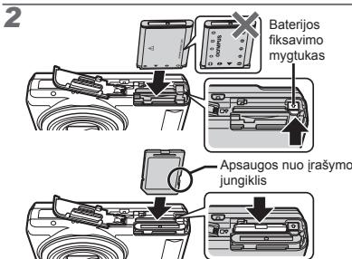 OLYMPUS VR-325 - Baterijos ir SD/SDHC atminties kortelés (isigyjama atskirai) idégimas - 2