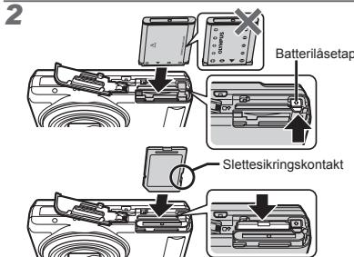 OLYMPUS VR-325 - Indsættelse af batteriet og SD/SDHC-hukommelseskortet (sælges separat) - 2