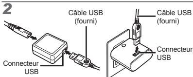 OLYMPUS VR-325 - Chargement de la batterie avec l'adaptateur secteur USB fourni - 1