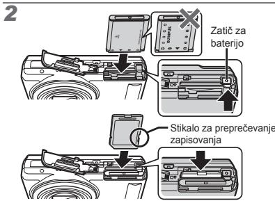 OLYMPUS VR-325 - Vstavljanje baterije in pomnilniske kartice SD/SDHC (kupite ju posebej) - 2