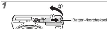 OLYMPUS VR-325 - Indsættelse af batteriet og SD/SDHC-hukommelseskortet (sælges separat) - 1