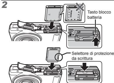 OLYMPUS VR-325 - Inserimento della batteria e della scheda di memoria SD/SDHC (venduta a parte) - 2