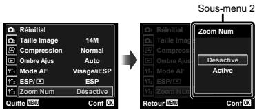 OLYMPUS KIT TG-320 - Utilisez △▽ pour sélectionner le sous-menu 1 souhaité, puis appuyez sur la touche OK. - 1