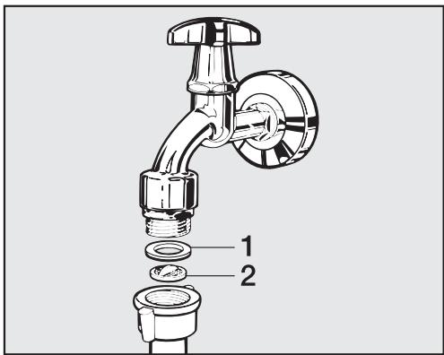 MIELE WDA 111 - Nettoyer le filtre du tuyau d'arrivée d'eau - 1