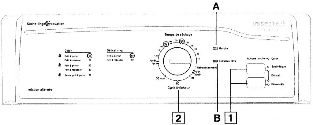 VEDETTE VST135 - Choix d'un programme de séchage - 1