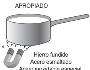 APROPIADO Hierro fundido Acero esmaltado Acero inoxidable especial