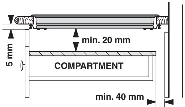 5 mm min. 20 mm COMPARTMENT min. 40 mm