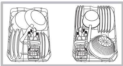 INDESIT DSG573, DSG573NX, DSG 573 - Beschickungsbeispiele für den Unterkorb - 1