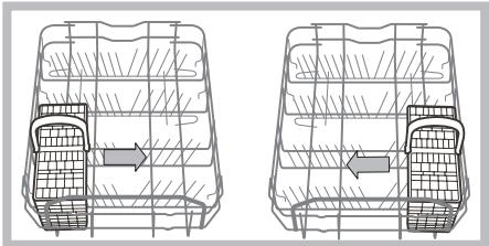 INDESIT DSG573,  DSG573NX,  DSG 573 - Ejemplos de colocación del cesto para cubiertos - 1
