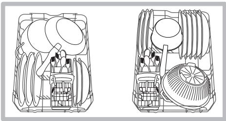 INDESIT DSG573NX - Exemplos de carregamento do cesto inferior. - 1