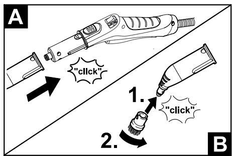 A "click" 1. "click" 2. B