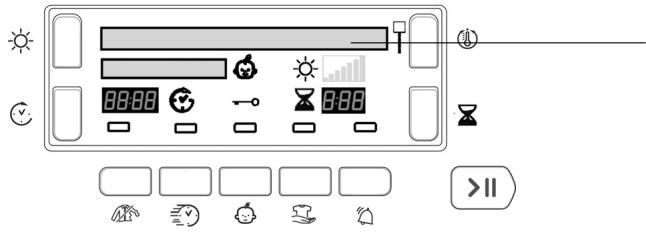 Weather and weather control interface with icons for sun, wind, solar, moon, and alarm clock