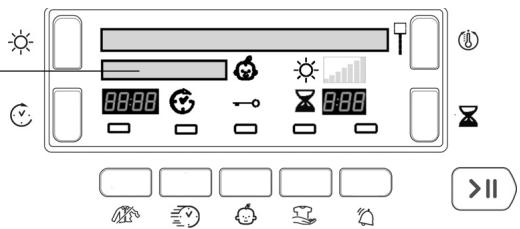Weather interface display with icons for sun, moon, calendar, and hourglass