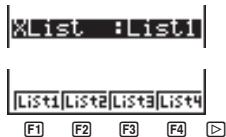 CASIO GRAPH 25 - - Pour sélectionner la liste de données de l'axe x (XList) - 1