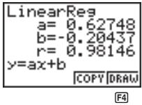 CASIO GRAPH 25 - ■ Graphe de régression linéaire - 3