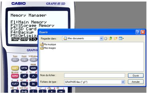 CASIO GRAPH85 MANAGER PLUS - Cliquez sur F3 (SD). - 1