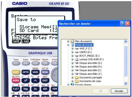 CASIO GRAPH85 MANAGER PLUS - Quand sélectionner un dossier sur le disque dur de l'ordinateur - 3