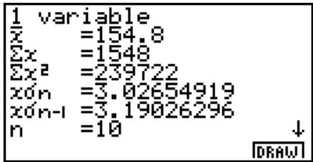 CASIO GRAPH 100 USB, GRAPH 100+ USB - ■ Affichage des résultats du calcul d'un graphe à variable unique - 1
