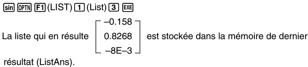 CASIO GRAPH 100 USB, GRAPH 100+ USB - ■ Calculs de fonctions scientifiques à partir d'une liste - 2