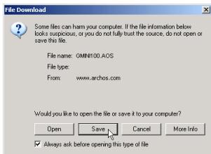 ARCHOS GMINI 120 - Télécharger le fichier GMINI100.AOS - 1
