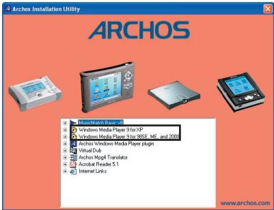 ARCHOS GMINI 400 - Installer Windows Media Player 9 - 1