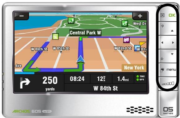 ARCHOS GPS - USING THE BUTTONS - 1
