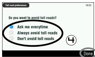 ARCHOS GPS - TOLL CHARGE SETTINGS - 4