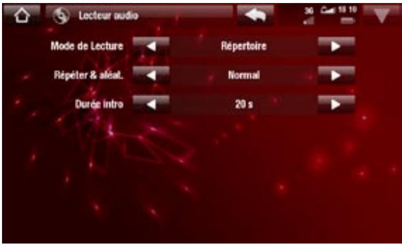ARCHOS 3G PLUS - PARAMÈTRES DU LECTEUR AUDIO - 1